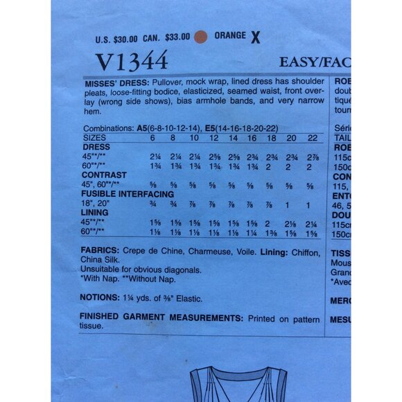 Misses Dress Pattern Rebecca Taylor Vogue American Designer 1344 UNCUT - Picture 3 of 6